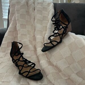 Lucky Brand Black Lace-Up Sandals